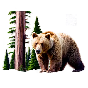 California Bear And Redwoods Png Asr22 PNG Image