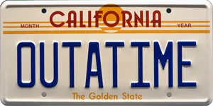 California O U T A T I M E License Plate PNG Image