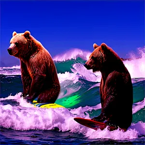 California Surfing Bear Png Tlx PNG Image