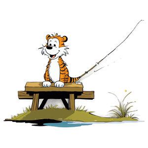 Calvin And Hobbes Fishing PNG 06232024 PNG image with transparent background