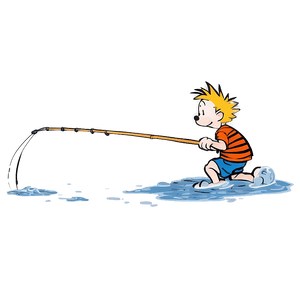 Calvin And Hobbes Fishing PNG orl52 PNG image with transparent background