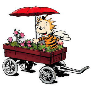Calvin And Hobbes Wagon Ride PNG 06232024 PNG image with transparent background