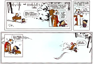 Calvinand Hobbes Snow Exploration PNG Image