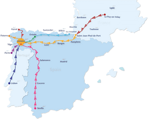 Camino De Santiago Routes - Route El Camino De Santiago Map, HD Png Download PNG