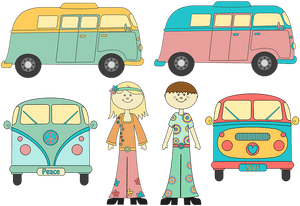 Camper Van, Hippy, People, Girl, Boy, 60's - Compact Van, HD Png Download PNG image with transparent background
