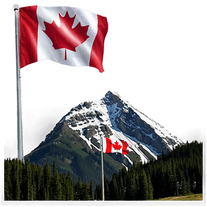 Canada Flag with Mountains Background PNG 05232024 PNG image with transparent background