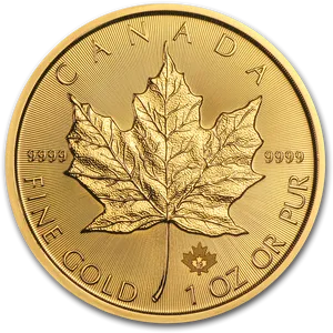 Canadian Gold Maple Leaf Coin PNG Image