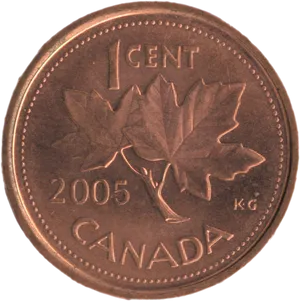 Canadian Penny2005with Maple Leaves PNG Image