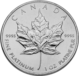 Canadian Platinum Maple Leaf Coin PNG Image