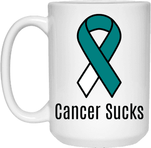 Cancer Sucks Cervical Cancer Awareness Teal/white Ribbon, HD Png Download PNG image with transparent background
