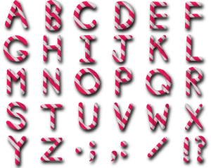 Candy Cane Alphabet Design PNG Image