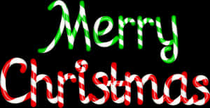Candy Cane Merry Christmas Text PNG image with transparent background