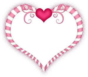 Candy Striped Heart Frame PNG Image