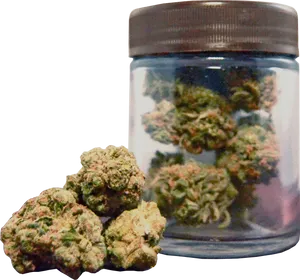 Cannabis Budsin Clear Jar PNG Image