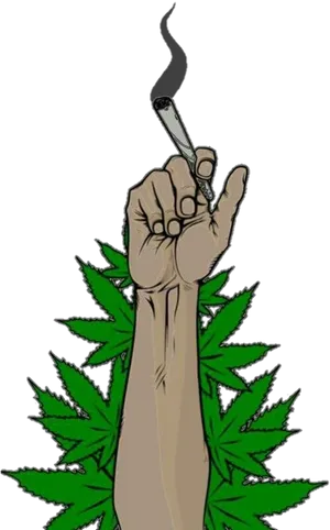 Cannabis Culture Fist Holding Joint PNG Image