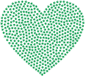 Cannabis Heart Pattern Graphic PNG Image