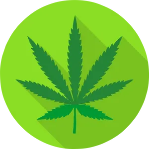 Cannabis Leaf Icon Green Background PNG Image