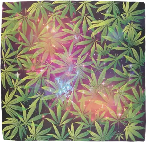 Cannabis Leaves Galaxy Background PNG Image