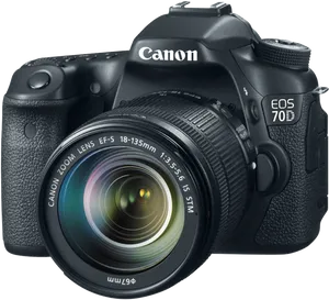 Canon E O S70 D D S L R Camerawith Lens PNG Image