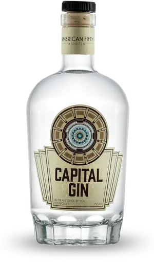 Capital Gin Bottle American Fifth Spirits PNG Image