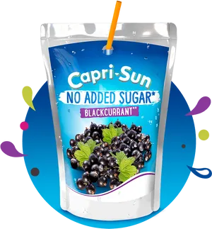 Capri Sun Blackcurrant No Added Sugar Pouch PNG Image