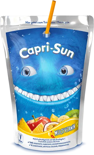 Capri Sun Multivitamin Animated Character Pouch PNG Image