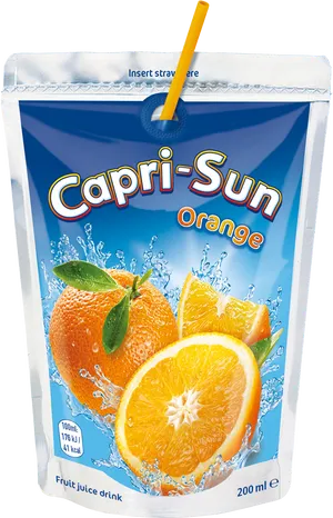 Capri Sun Orange Juice Pouch PNG Image