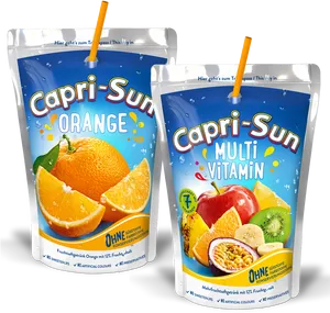 Capri Sun Orangeand Multi Vitamin Pouches PNG Image