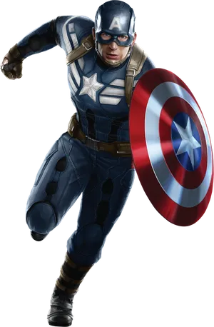 Captain America Action Pose PNG Image