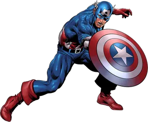 Captain America Action Pose PNG Image