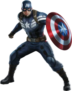 Captain America Action Pose PNG Image