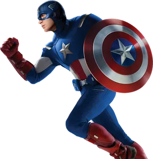 Captain America Action Pose PNG Image