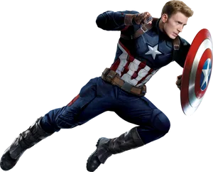 Captain America Action Pose PNG Image