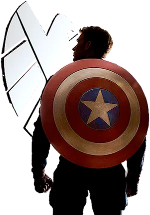 Captain America Silhouettewith Shield PNG Image