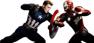 Captain Americaand Iron Man Showdown PNG Image