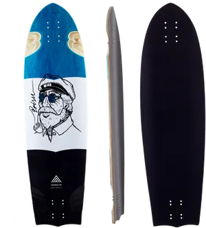 Captain Artwork Skateboard Design PNG Image