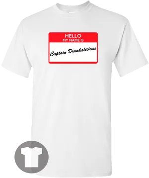 Captain Drunkalicious Name Tag T Shirt PNG Image