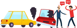 Car Accident Argument Cartoon PNG Image