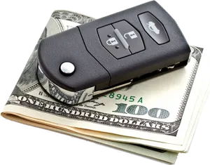 Car Key Over100 Dollar Bills PNG Image