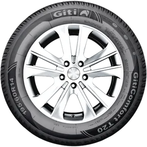 Car Tirewith Alloy Wheel PNG Image