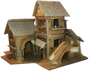 Cardboard Model Village House PNG Image