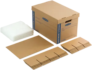 Cardboard Shipping Boxes Assembledand Flat PNG Image