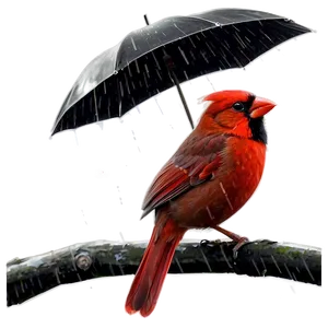 Cardinal Bird In Rain Png Mbf70 PNG Image