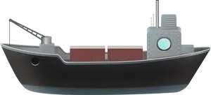 Cargo Ship Illustration PNG Image