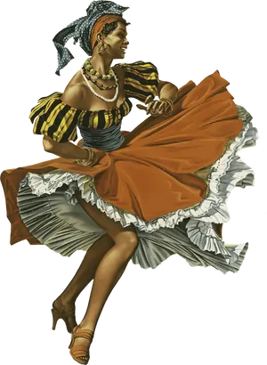 Caribbean Dancer Traditional Costume PNG Image