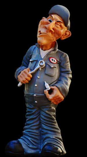 Caricatured Mechanic Figurine PNG with transparent background