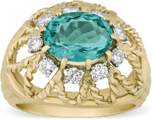 Cartier Paraiba Tourmaline Ring, - Teal Paraiba Tourmaline, HD Png Download PNG image with transparent background