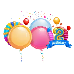 Cartoon 2nd Birthday Banner Png Wvk PNG Image