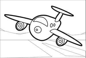 Cartoon Airplane Coloring Page PNG image with transparent background