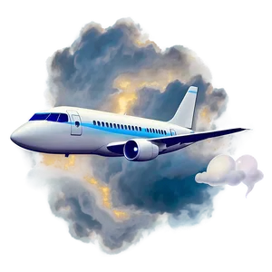 Cartoon Airplane In Clouds Png Vaw PNG Image